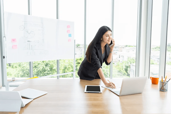 Small business owner on the phone